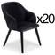 Set van 20 Liberto zwart fluwelen fauteuils