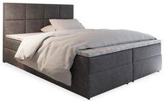 Bett mit Bettkasten mit Matratze und Topper Nalzen 140cm Stoff grau