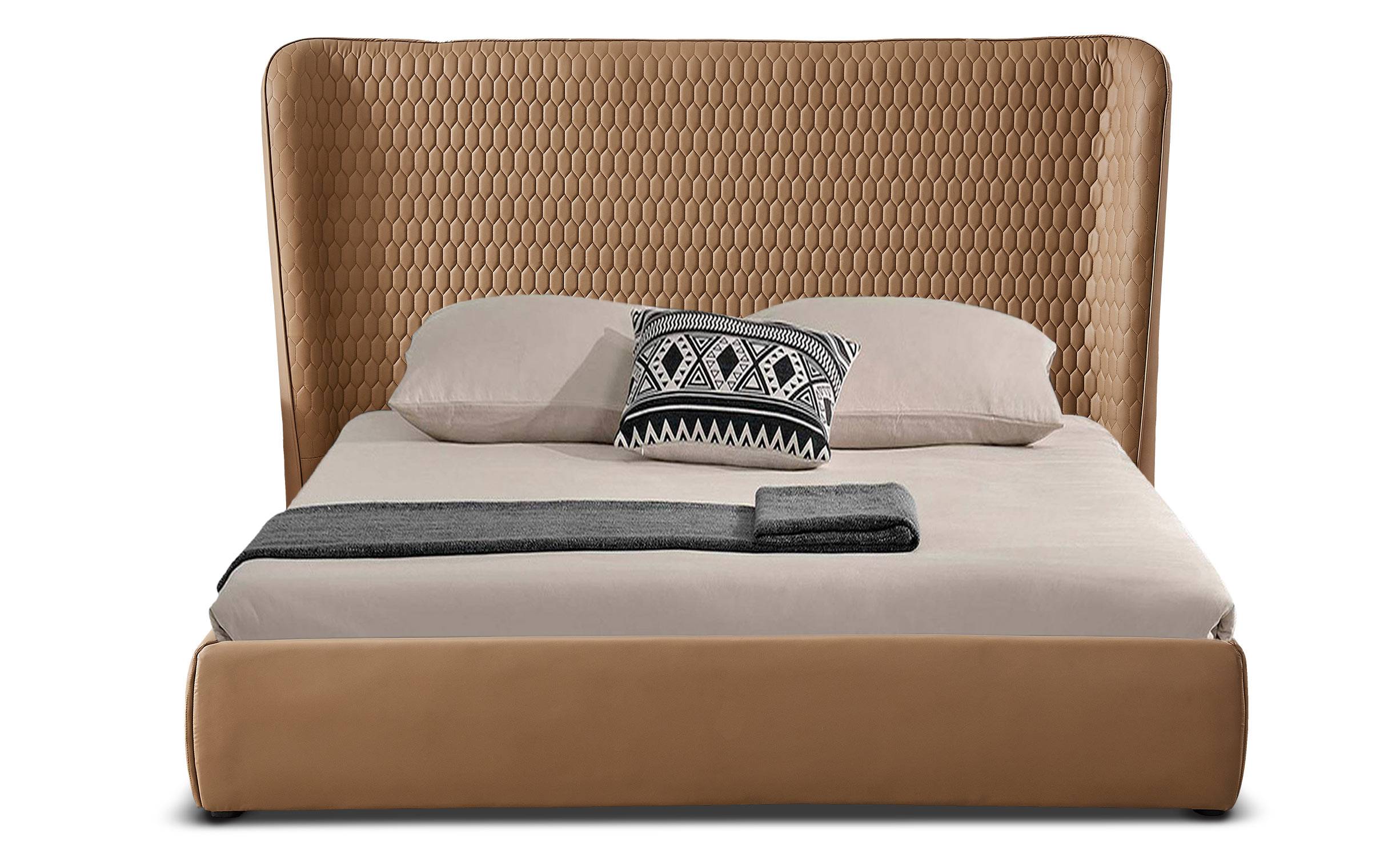 Box cama Maya con somier elevable 140x190cm Imitación marrón claro
