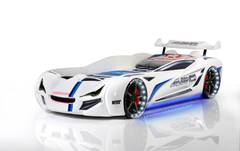 Cuna de coche de carreras Aventador 90x190cm Blanco y LED