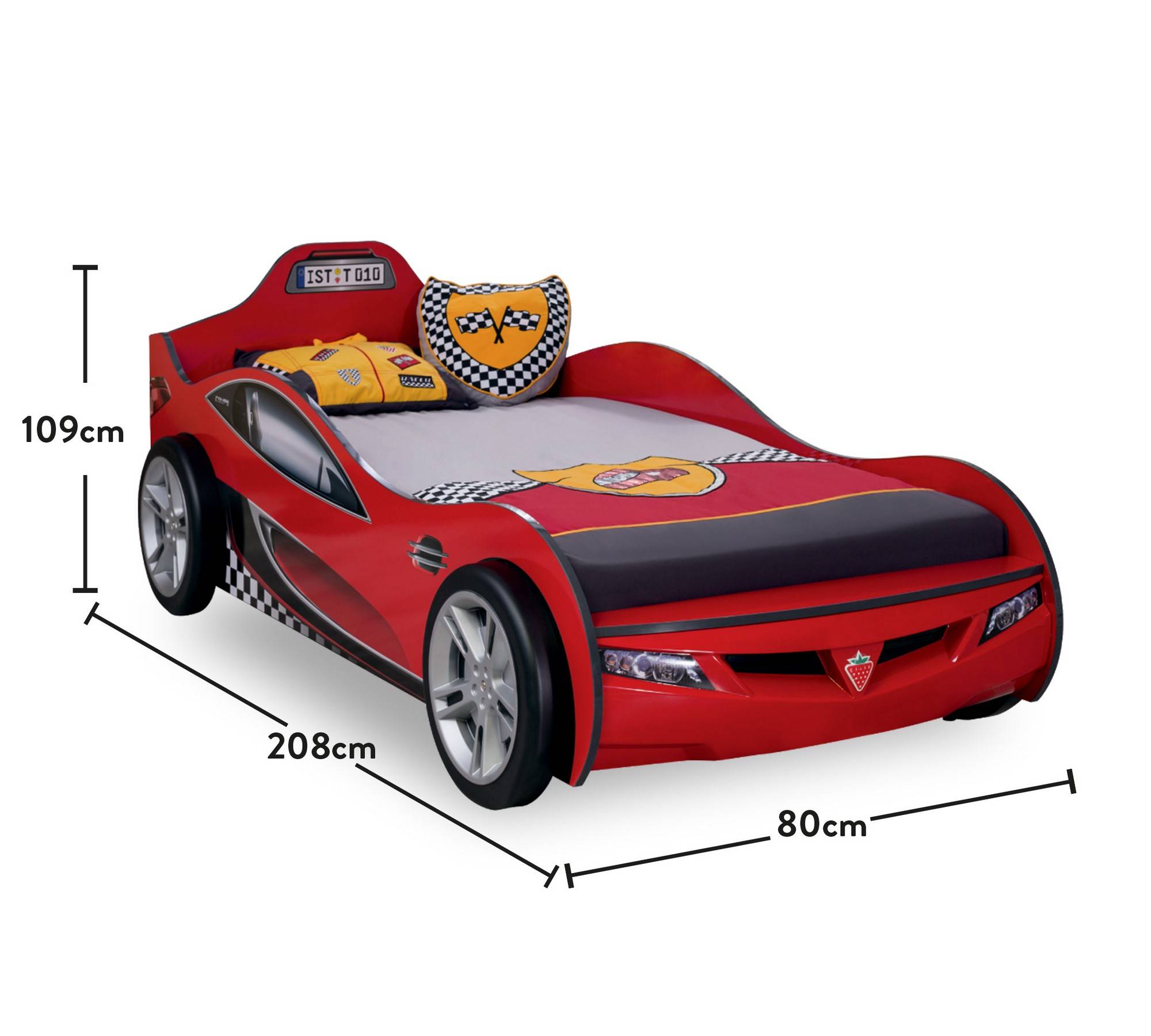 Lit pour enfants en voiture de course turbo - Lit jumeau - Rouge