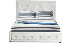  Grimali  Doppelbett mit aufklappbarem Bettkasten 140x190cm Kunstleder Weiß