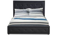  Grimali  Doppelbett mit aufklappbarem Bettkasten 160x200cm Kunstleder Schwarz