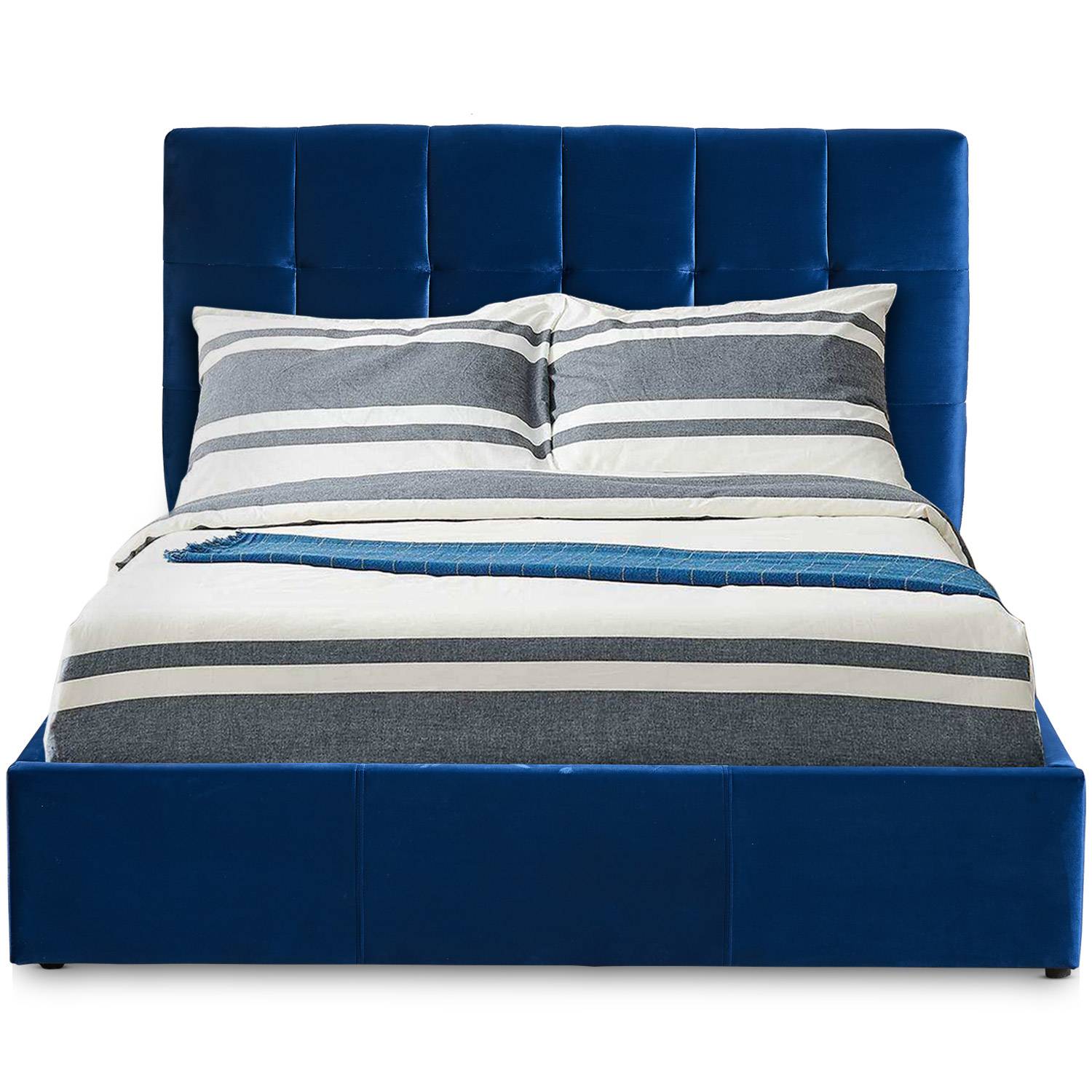 Doppelbett Luftani mit aufklappbarem Bettkasten 180x200cm Velours Blau