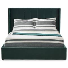 Doppelbett Magorial mit aufklappbarem Bettkasten 140x190cm Velours Grün