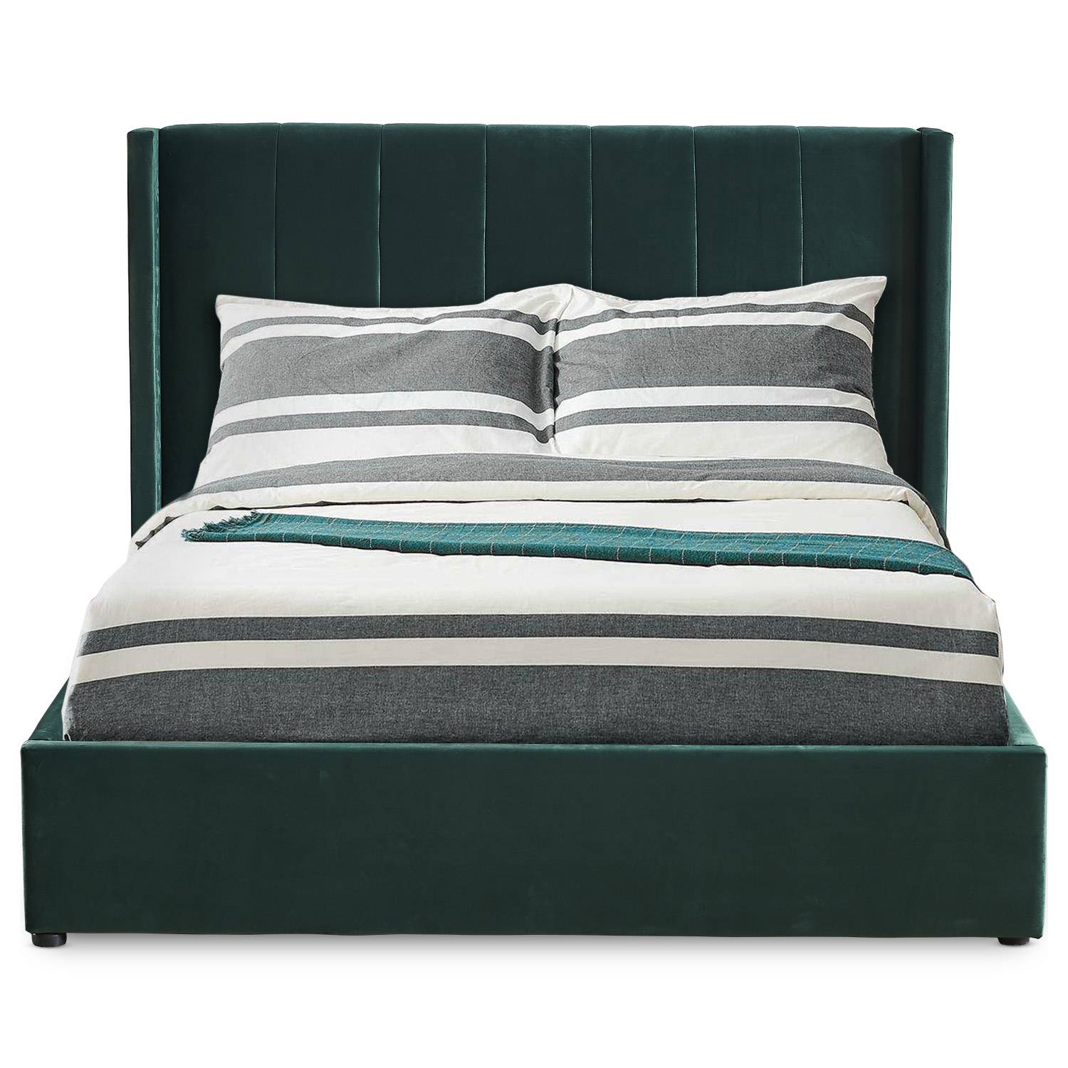 Doppelbett Magorial mit aufklappbarem Bettkasten 160x200cm Velours Grün