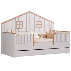 Kinderbett mit Bettkasten Neris 90x190cm Weiß und Helles Holz