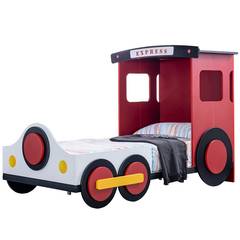 Kinderbett in Form einer Lokomotive Scotsman Weiß, Schwarz und Rot