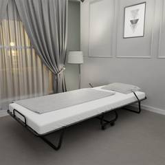 Klappbares Einzelbett mit Federkernmatratze Weiß Medinli Metal Schwarz