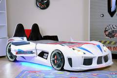 MNV3 cama interactiva de coche de carreras panel de melamina ABS blanco Multicolor