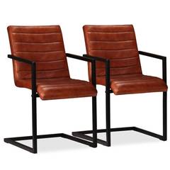 Set di 2 sedie Michette in vera pelle bovina marrone