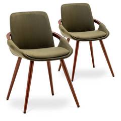 Kilembe Set mit 2 skandinavischen Stühlen mit Samtbezug Khaki