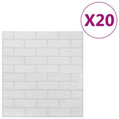 Set van 20 Wall Effect 3D Brick Pattern White Self-Adhesive Wallpapers