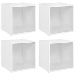 Lot de 4 x 1 étagère cube modulables Poplix Blanc