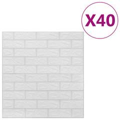 40 Stück selbstklebende Tapete Wall Effet 3D Ziegelsteinmuster Weiß