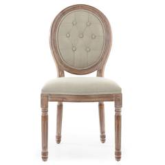 Lot van 2 Louis XVI-stoelen in medaillonstijl, gepatineerd hout en beige gewatteerde stof