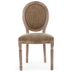 Set di 2 sedie a medaglione in stile Luigi XVI in legno patinato e similpelle color talpa