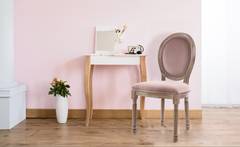 Set di 2 sedie Luigi XVI in legno patinato e velluto rosa