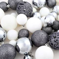 Set di 100 ornamenti natalizi Ida bianchi e grigi