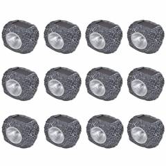Set van 12 zonneschijnwerpers in grijze steen