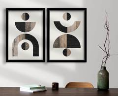Conjunto de 2 cuadros con marco negro Molk L38xH53cm Motivo abstracto Negro, Blanco y Marrón