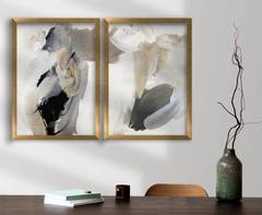 Set van 2 schilderijen met kaders Licht hout Begur L38xH53cm Abstracte stijl