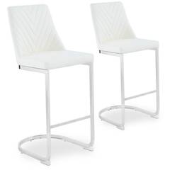 Set aus 2 Design-Barstühlen Mistigri Simili Weiß