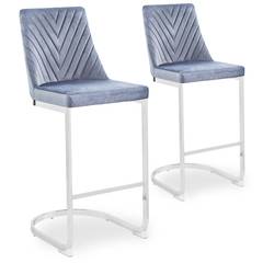 Lot de 2 chaises de bar design Mistigri Velours Gris