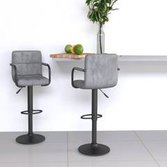 Set di 2 sedie da bar Safou H90-111cm Velluto grigio chiaro
