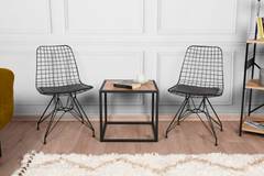 2er-Set Donin-Stühle aus Metall und schwarzem Kunstleder