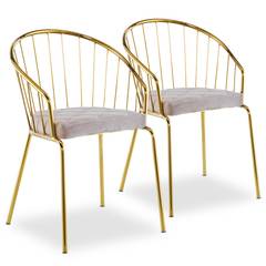 Set van 2 stoelen/fauteuils Evenille Taupe Velvet