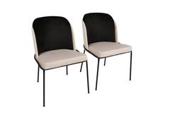Set di 2 sedie Kymil in metallo nero e velluto bianco e nero