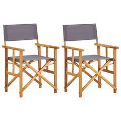 Lote de 2 sillas plegables Adji Solid Wood Marrón Tela Gris Oscuro