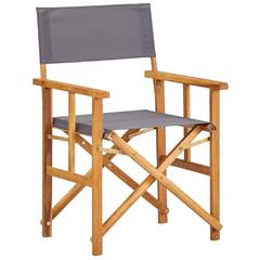 Lote de 2 sillas plegables Adji Solid Wood Marrón Tela Gris Oscuro