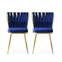 Set van 2 Scribe Chairs Goud Metaal en Blauw Fluweel