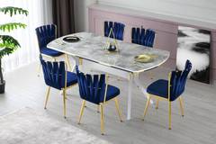 Set aus 2 Stühlen Scribe Metall Gold und Velours Blau