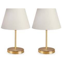Set di 2 lampade da tavolo Accensa in metallo bianco crema con paralume oro