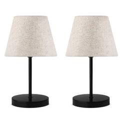 Set di 2 lampade da tavolo Accensa Crema Bianco Metallo Paralume Nero