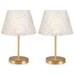 Set di 2 lampade da tavolo Accensa Paralume bianco crema e filamento oro e metallo oro