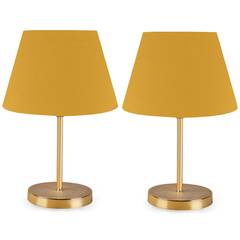 Set di 2 lampade da tavolo Accensa H37cm Tessuto giallo e metallo dorato
