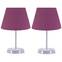 Lot de 2 lampes de table Accensa H37cm Tissu Violet et Métal Argent