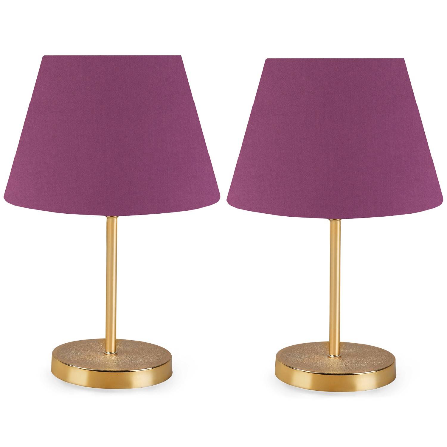 Lot de 2 lampes de table Accensa H37cm Tissu Violet et Métal Or