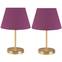 Lot de 2 lampes de table Accensa H37cm Tissu Violet et Métal Or
