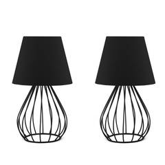 Lot de 2 lampes de table design filaire Amilda H36cm abat-jour Noir et Métal Noir