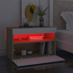 2er-Set TV-Möbel Trevi 60cm Holz Weiß und Eiche mit LEDs Mehrfarbig