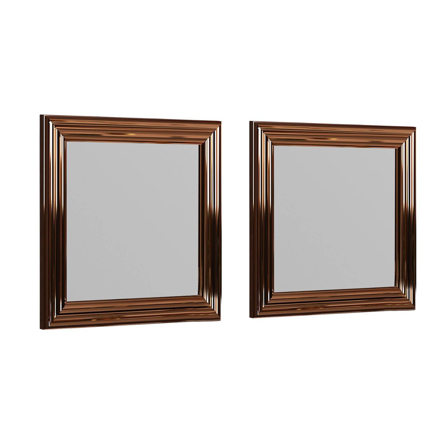 Set di 2 specchi da parete Kafka 40x40cm Legno Bronzo
