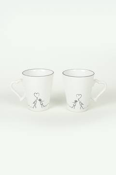 Set di 2 tazze in ceramica Merasse con motivo amanti bianco e nero