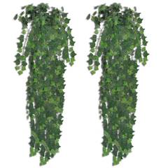 Lot de 2 plantes artificielles Lierre 90cm Vert