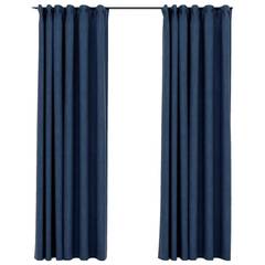 Set di 2 tende oscuranti Ganci 140x245cm Lino Blu