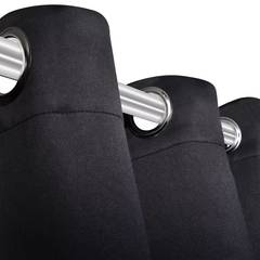 Set di 2 tende oscuranti con occhielli 135x245cm in lino nero